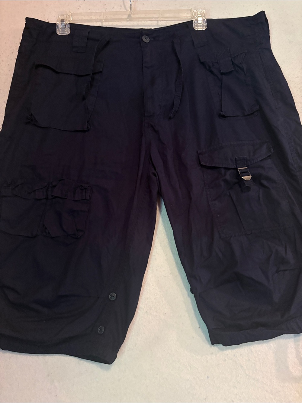Sean John Cargo Shorts Mens 42 Navy Baggy Y2K Hip Hop Streetwear Utility - Picture 4 of 12